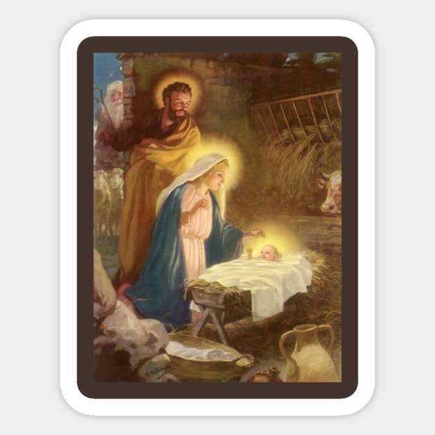 Vintage Christmas Nativity Scene Sticker by MasterpieceCafe